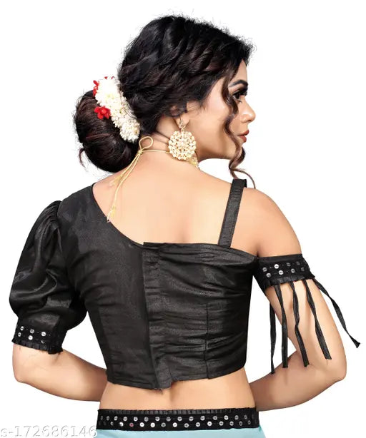 Georgette saree with less border, Banarasi silk, free size, Indian-made