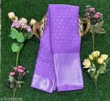 Moss chiffon silver foil printed saree, India-made single piece with running blouse, zari woven net pattern in free size (L: 5.5m, B: 0.8m)