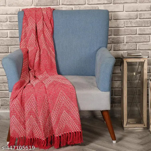 Cotton net Jewels of India throw, ethnic motifs pattern, 55" x 60", Indian handcrafted home decor