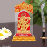Brass Hanumanji idol, Siddh Shri Balaji made, 10cm x 14.5cm x 10cm, Indian decorative showpiece for good luck and protection from negative energy
