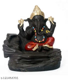 Red Poly Resin Ganesha Backflow Incense Burner with 30 Cones, Indian artistry for decorative and aromatic ambiance