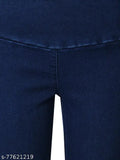 Blue denim jeggings for women, solid pattern, size 26, made in India