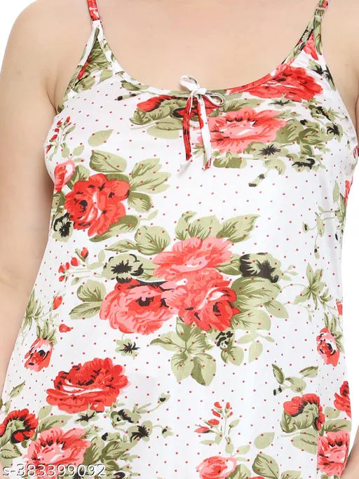 Satin lycra short sleeve nighty with printed net pattern, solid stain color, suitable for women sizes S-XXXXL from India