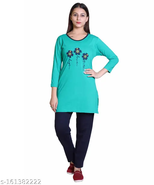 Long-sleeve printed cotton night suit, 100% cotton for full comfort and natural feel