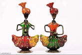 Handpainted metal Sardar Musician showpiece figurines set of 2 (India) - Artistic Indian handicraft & artifact showpieces for home decoration or unique gifts