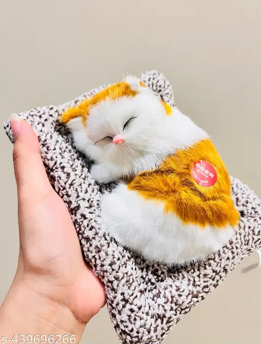 Soft plush, musical Sleeping Cat dashboard decor, Indian import for automobile showpiece & home decor