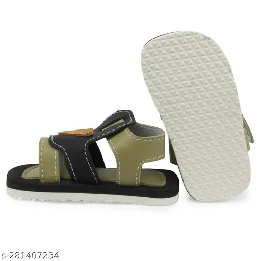 Black and Green EVA sound sandal booties for babies 0-6 months, stylish printed net pattern, easy Velcro closure