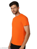 Orange polyester men's half sleeve t-shirt, solid design for casual wear
