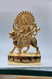 Gold-toned 11cm brass Maa Durga idol, Navratri special decorative showpiece - Indian spiritual sculpture for puja and home decor