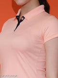 Soft pink solid polyester women's t-shirt, short sleeves, breathable & absorbent fabric, ideal for all-day wear, made in India