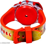 Red silicon digital Iron Man watch with disco lights and music for kids, ideal for casual dailywear