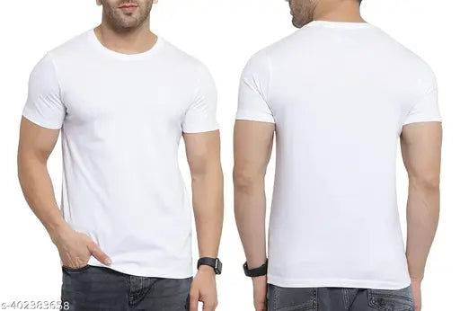 Unisex white polyester T-shirt 130gsm, printed half sleeves, unique design, perfect finish & texture, made in India