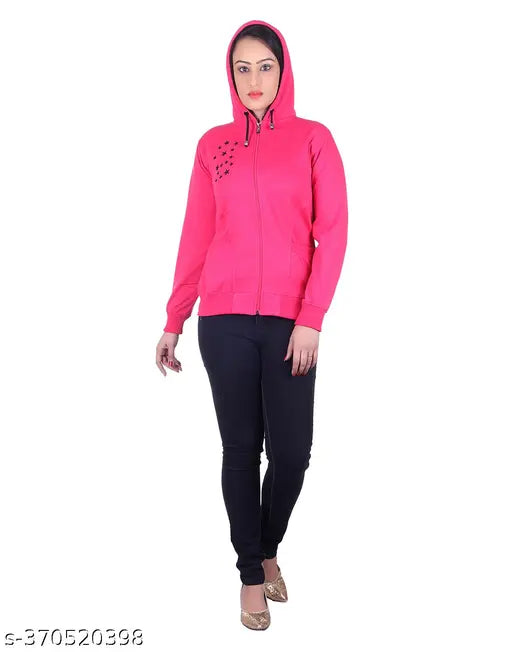 Goodluck Women's star print sweatshirt, wool-blend, long sleeves, solid color in various sizes