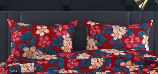 Double queen premium Glace cotton bedsheet, 100x90 inches, Indian-made