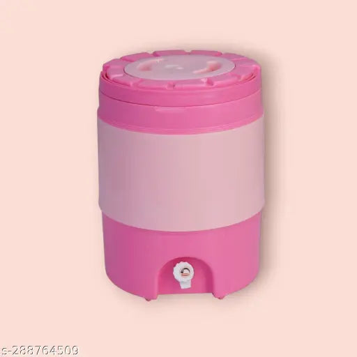Insulated pink plastic water dispenser (18L), durable and leak-proof for events and travel
