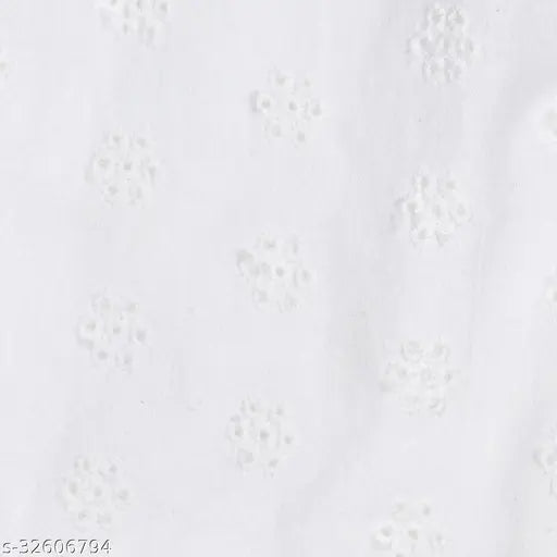 Solid white cotton pyjamas for girls with embroidered hem, ideal for summers. Perfect for pairing with soft-coloured t-shirts. Made in India