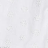 Solid white cotton pyjamas for girls with embroidered hem, ideal for summers. Perfect for pairing with soft-coloured t-shirts. Made in India