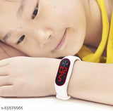 Black dial LED silicone bracelet band M2 kids watch, free size, light powered, oval-shaped, India origin