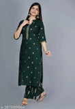 Rayon printed fabric Kruti Palazzo set, three-quarter sleeves, Indian women's traditional wear