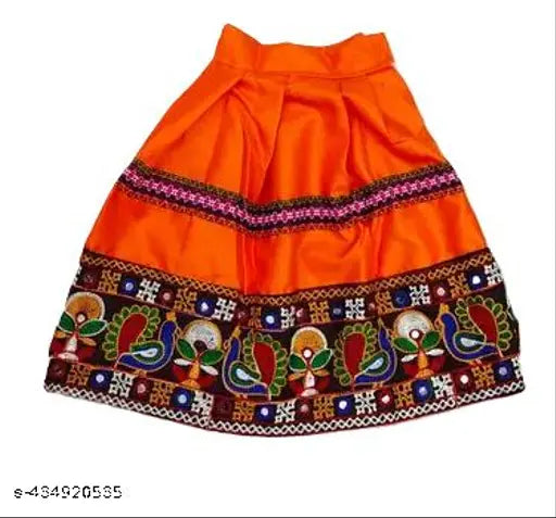 Cute designer cotton lehenga choli set for kids, sleeveless with embroidered patterns, available in various colors for traditional functions like Onam, Vishu, Diwali, Holi & weddings. Indian origin