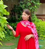 Rayon three-quarter sleeve gown, stylish and beautiful with solid pattern, size M (bust 19", length 52") from India