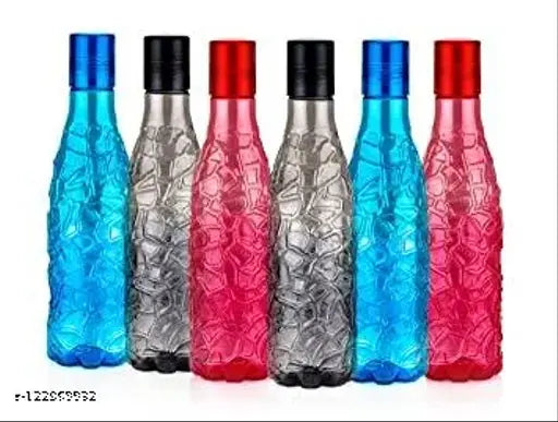 Multicolor plastic mosaic pattern fridge water bottle set, spill-proof and BPA-free for kids and adults, ideal for daily use and various occasions