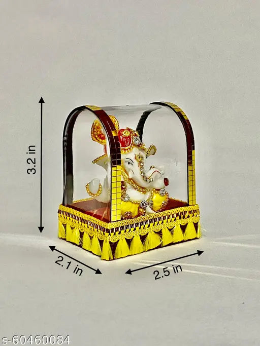 Multi-colored polyresin Ganesha idol for home decor and car dashboard, perfect for gifts and room/home decoration