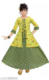 Cotton blend printed net baby girl frock, three-quarter sleeves, 4-5 years - Indian girls' fashion dress on hanger
