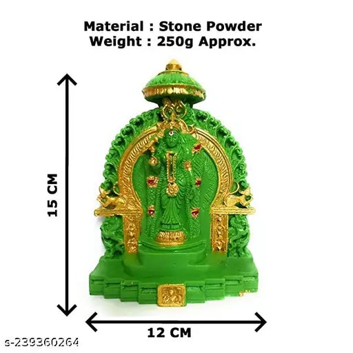 Green Madurai Meenakshi Amman Resin God Idol (12cm x 15cm x 4cm) - Authentic Indian handcraft, perfect for pooja room or home decor