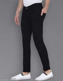 Black denim men's slim fit jeans from Creatywitty, size 28/30/32 for a stylish fit