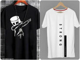 Trendy men's polyester t-shirts combo, short sleeves, vibrant graphic prints, perfect for summer & autumn