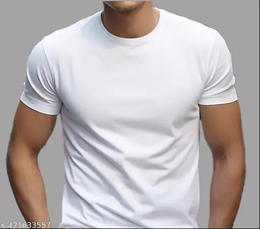 Men's polyester regular round neck T-shirts, sweat-absorbent & dry-fit technology - multi-purpose clothing for sports, activewear, or casual outfits