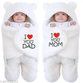 Microfiber newborn combo pack, 2-pc Brandonn baby blankets for boys & girls, self-design hooded swaddle wrappers