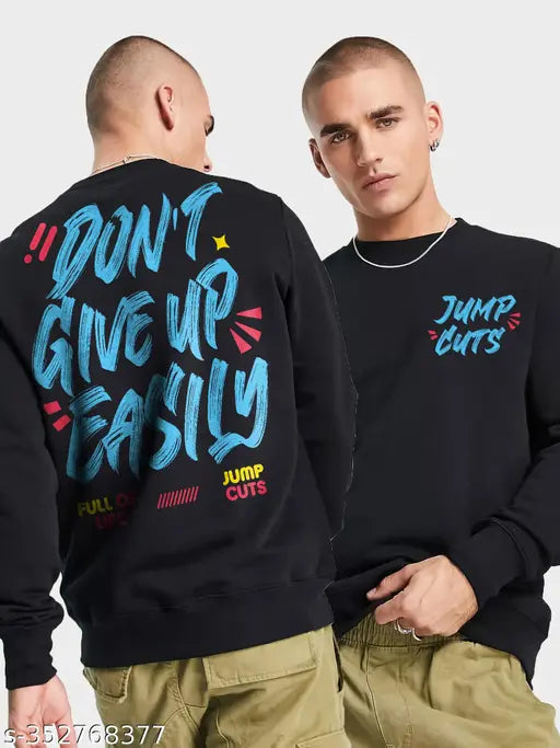 Black and Blue Cottonblend Slim Fit T-shirt with printed design, long sleeves for men