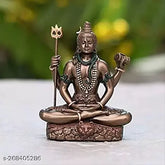 Bronze Lord Pawti Shiv Idol: Resin, Indian-crafted god statuette for car dashboard, home, office, gift; 1.5"L x 8"H x 1.5"W