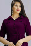 Women's heavy rayon wine color kurti, solid design with three-quarter sleeves and printed pattern, A-line style from India