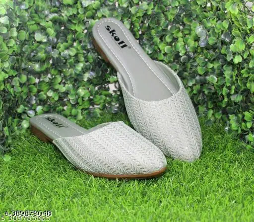 Designer open back bellies, synthetic sole, textured net for girls and women - luxury fashion accessories on display