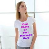Personalized white polyester T-shirt for men, customizable with high-quality photo print for friends, family, or couples. Ideal for various occasions like anniversaries, birthdays, or sports events