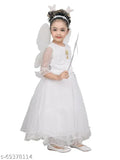Red net Pari gown dress by RK Collection, perfect for kids parties or festive occasions. High-quality net fabric ensures comfort and durability. Accessorized with white Christmas angel dress, butterfly wings, and hairband. Ideal gifting option from India