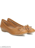 Brown synthetic ballerinas by ZaraEnterprises for women's stylish bellies, slip-on design