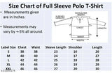 Black, solid cotton polo neck t-shirt for men, long sleeves, size chart included