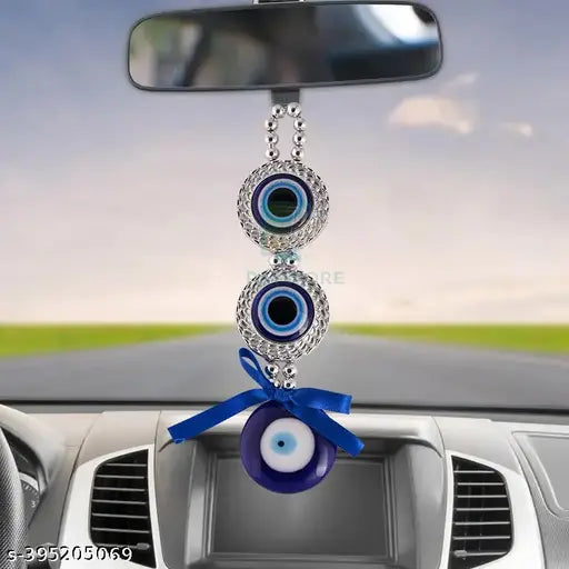 Turkish Evil Eye pendant for home, car decor, or gift items. Blue glass charm with lucky Nazar Battu design (1). Versatile home decor accessory