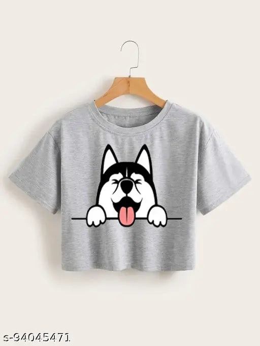 Pretty Ravishing women's cotton short sleeve t-shirt, printed net design - Indian made fashion