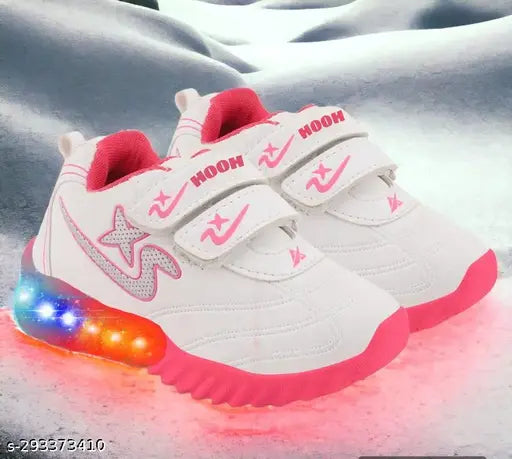 Breathable cotton blend kids' LED light shoes (15-5yrs), unisex, embellished, ankle loop closure