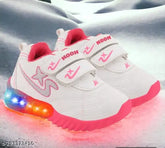 Breathable cotton blend kids' LED light shoes (15-5yrs), unisex, embellished, ankle loop closure
