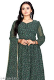 Indian-made Georgette printed net long sleeve women's gown (S/M/L/XL/XXL)