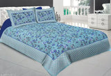 MultiColor Jaipuri cotton flat sheet, 280 thread count, double queen size with 2 pillow covers - Bombay Dyeing's vibrant floral design