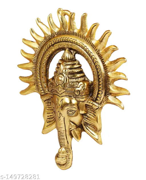 Gold-plated Ganesha wall hanging sculpture, traditional Indian decorative art for Diwali, wedding, birthday, corporate gifts