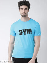 Aqua blue Frisker men's cotton round neck T-shirt with printed typography design, short sleeves, size: S-36, M-38, L-40, XL-42, XXL-44 (175-180 GSM). India origin