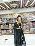 Embroidered Georgette Anarkali Gown with dupatta, Indian women's evening dress in long sleeves